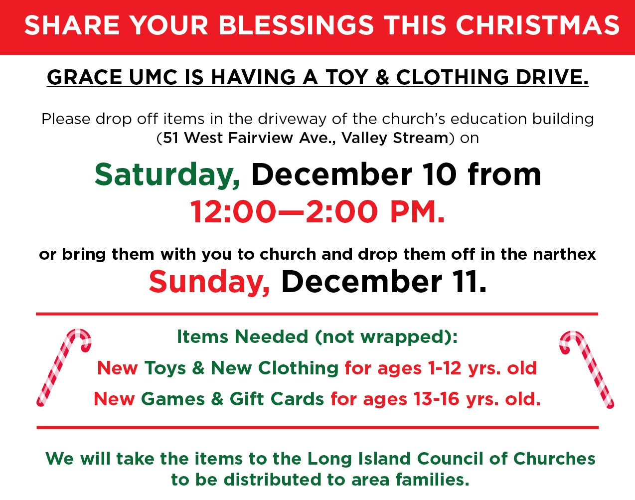 TOY DRIVE Grace UMC Valley Stream